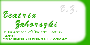 beatrix zahorszki business card